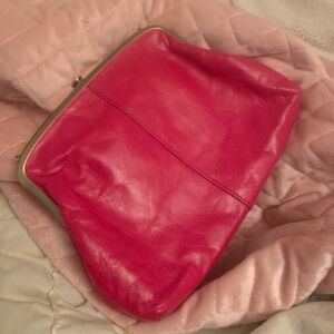 HOBO hot pink leather purse pouch kisslock small